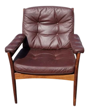 1960s Vintage G-Möbel Scandinavian Walnut And Leather Lounge Chair