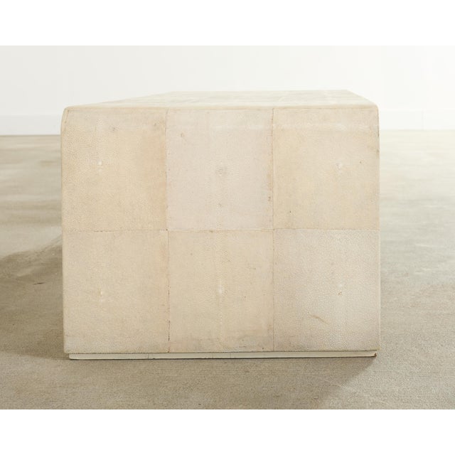 Karl Springer Style Natural Shagreen Waterfall Cocktail Table For Sale In Sacramento - Image 6 of 18