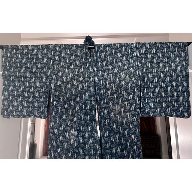 Japanese Woven Ikat and Stenciled Summer Usumono Kimono Meiji Period For Sale - Image 9 of 9