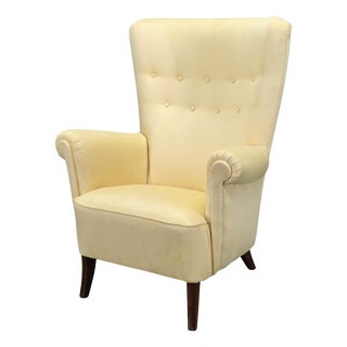 Danish High Back Wing Lounge Chair, 1950s For Sale