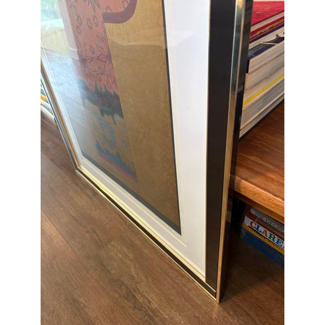 Vintage Signed Limited Edition Floral Gold & Pink Kimono Lithograph Art For Sale - Image 11 of 12