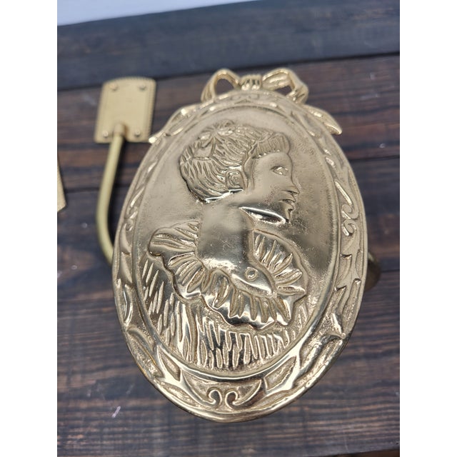 Vintage Nty Solid Brass "Gibson Girl" Portrait Curtain Holdbacks - Set of 4 For Sale - Image 9 of 12