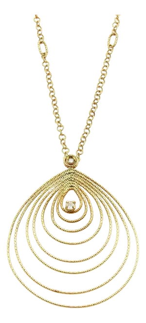 Roberto Coin Mauresque Diamond Tear Drop 18k Yellow Gold Necklace