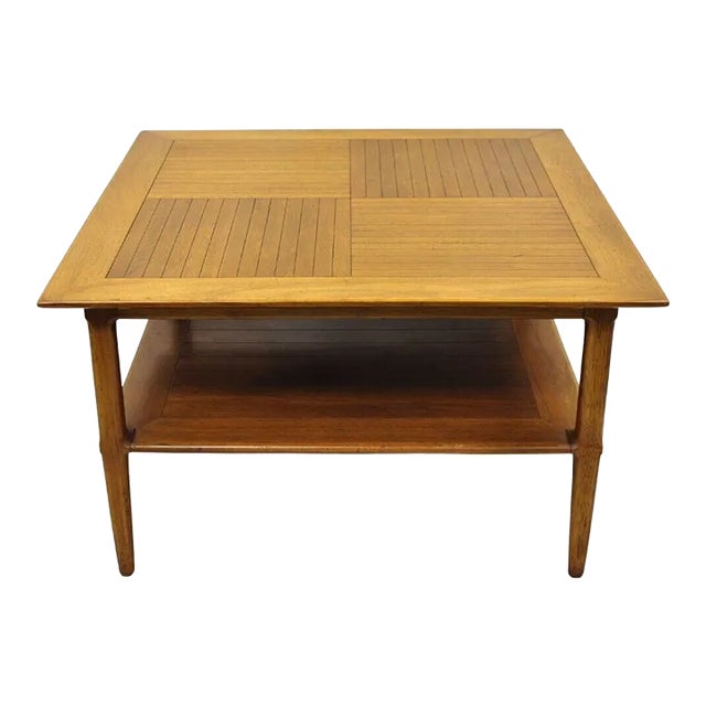 Mid 20th Century Vintage Tomlinson Sophisticate Square Walnut Mid Century Modern Lamp Side Table For Sale