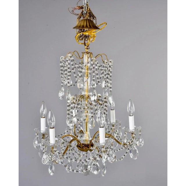 Italian Six Light Crystal Chandelier With Large Drops For Sale In Detroit - Image 6 of 12