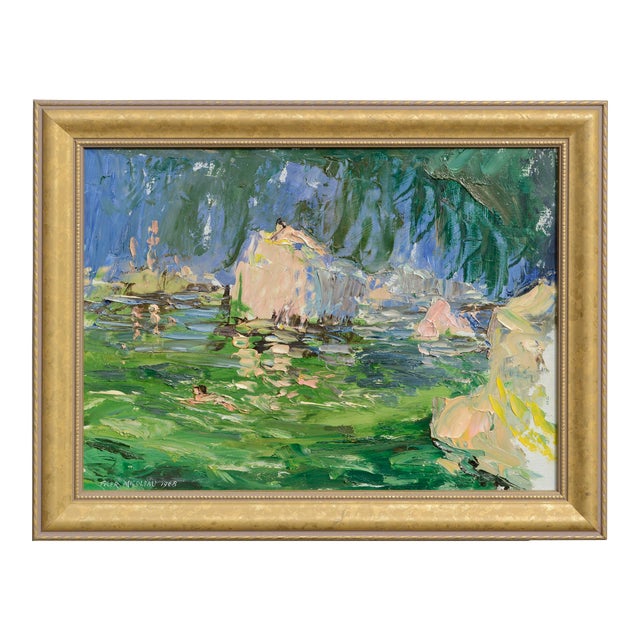 Rocky Outcropping and Bathers at the Swimming Hole - Landscape by Tyler Micoleau For Sale