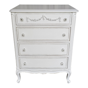 1950s Drexel Touraine Dresser/ Secretary Desk, White Romantic , French Provencial Style