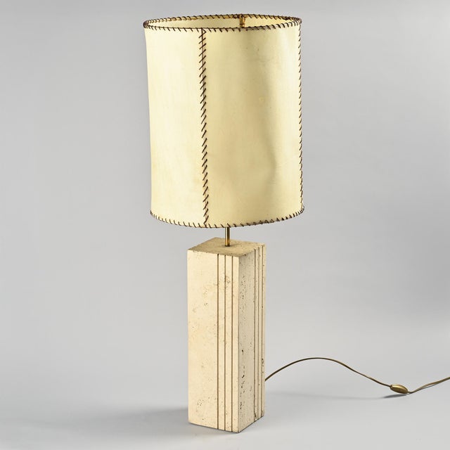 Travertine and Parchment Lamp, Italy, 1970s For Sale - Image 3 of 11