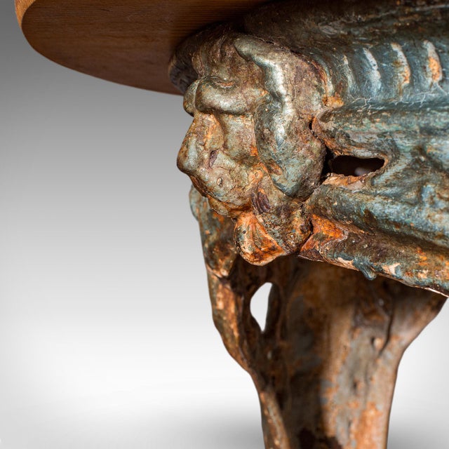 Antique Tavern Table, English, Pine, Cast Iron, Britannia, Pub, Victorian, 1880 For Sale - Image 11 of 12