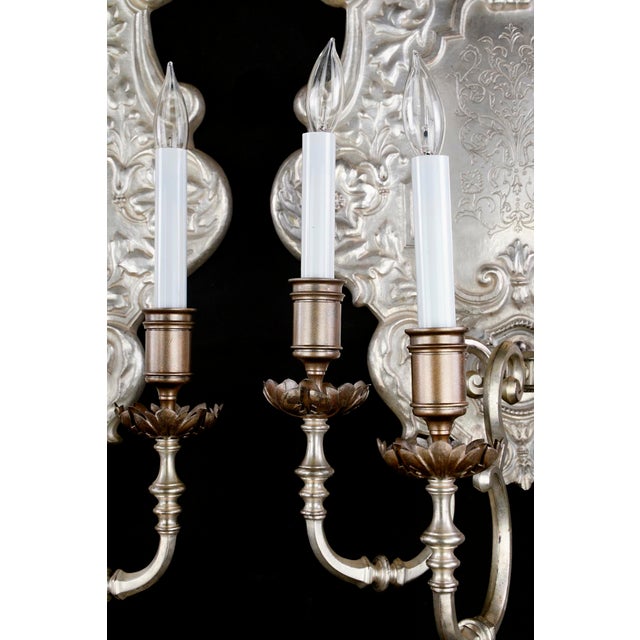1890s Restored E.F. Caldwell Oversized Silvered Bronze Sconces by - a Pair For Sale - Image 9 of 14