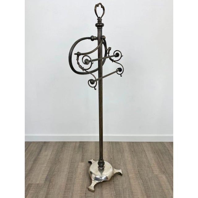 Mid-Century Italian Towel Floor Holder Rack in Solid Silver Brass, 1950s For Sale - Image 3 of 14