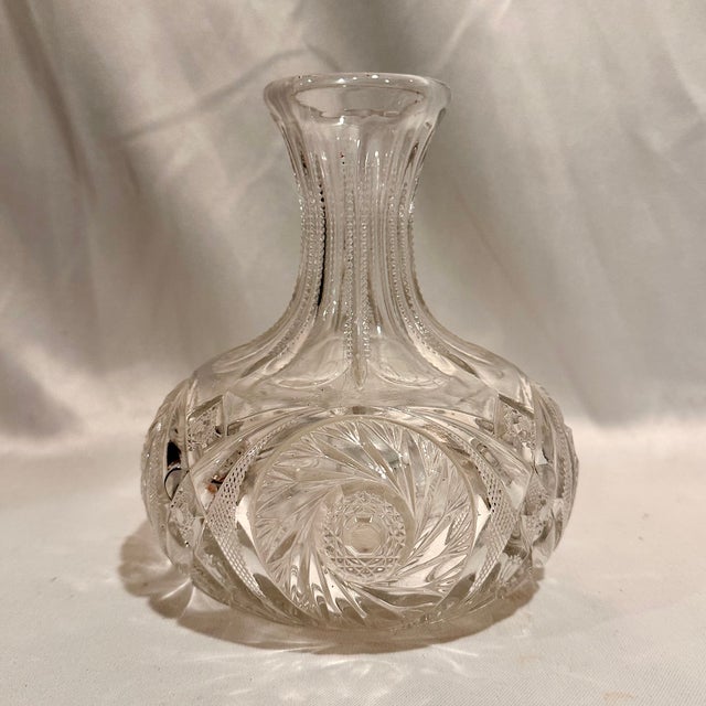 Vintage Heavy Clear Pressed Glass Pinwheel Star Pattern Lidded Biscuit Jar For Sale - Image 10 of 11