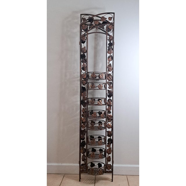 Hollywood Regency VTG Italian Gold Metal Grape Vine Folding Planter 3 Dividers Hollywood Regency For Sale - Image 3 of 17