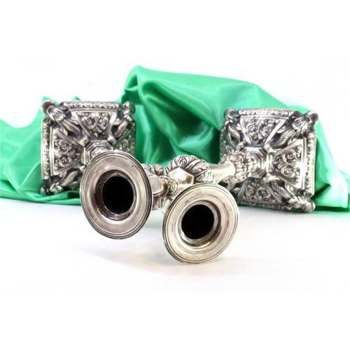 Silver Silver Candlesticks with Turned Stems, Set of 2 For Sale - Image 8 of 10