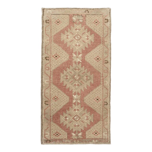 Oriental Hand Knotted Vintage Turkish Mini Rug 1'8" x 3'2" For Sale