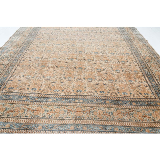 Textile Authentic 1900s Persian Kirman Handmade Wool Carpet For Sale - Image 7 of 7