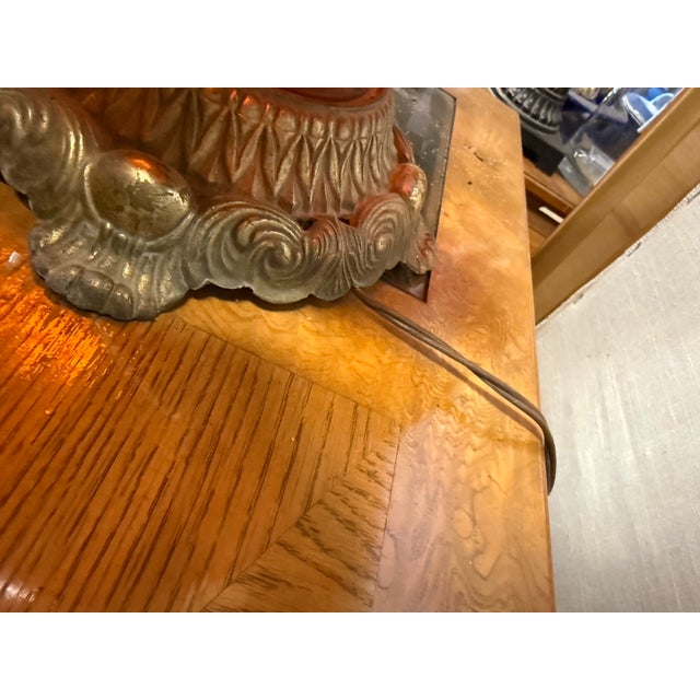 1960s Hollywood Regency Amber Glass Globe Lamp For Sale - Image 4 of 11