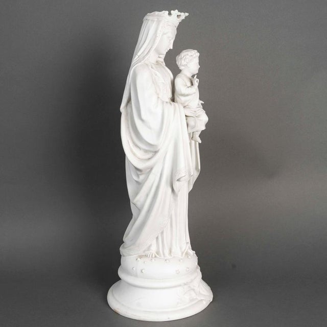 Virgin Mary with Jesus Sculpture in Biscuit Porcelain For Sale - Image 6 of 9
