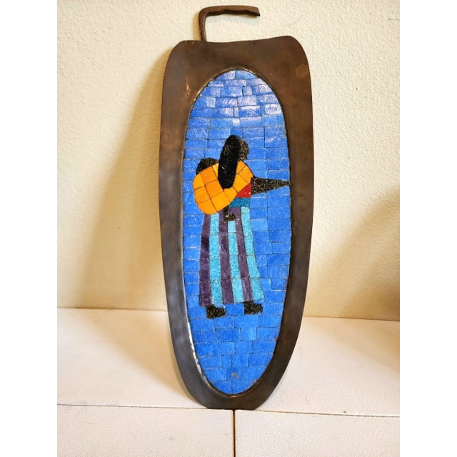 Salvador Teran Mexican Tile Mosaic on Brass Wall Art, Mexico, 1950 For Sale In Palm Springs - Image 6 of 13