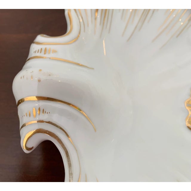 White Antique Porcelain Shell Serving Dish 19th C. Gold Gilt For Sale - Image 8 of 12