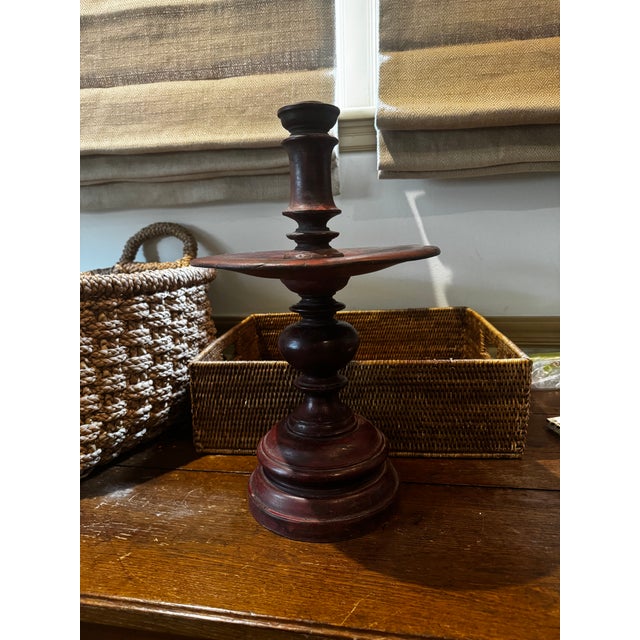 French Colonial Indochinese Turned Wood and Lacquered Candlestand For Sale In Baton Rouge - Image 6 of 11