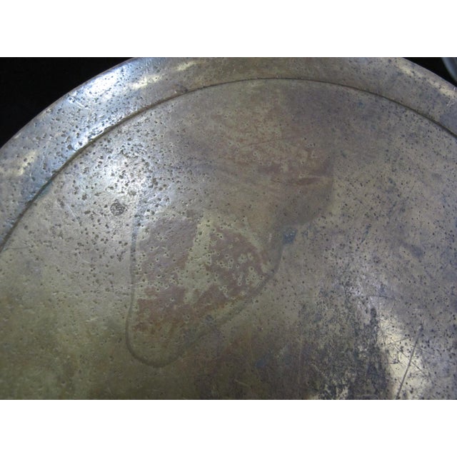 Antique Persian Large Heavily Etched Brass Bowl With Lid or Stand For Sale - Image 11 of 11