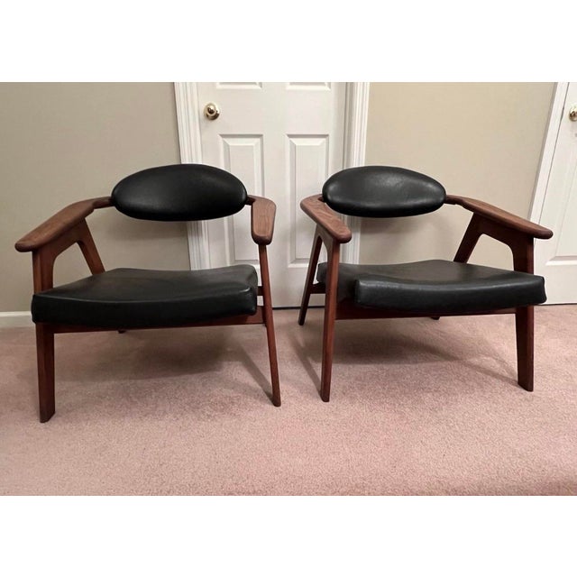 Wood 1960s Adrian Pearsall for Craft Associates 916-Cc Mid Century Modern Captains Chairs, a Pair For Sale - Image 7 of 12