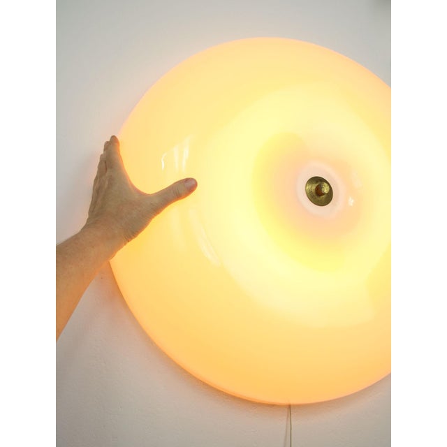 Mid-Century Modern Large Mid-Century Modern Italian Acrylic Glass and Brass Wall Lamp For Sale - Image 3 of 18
