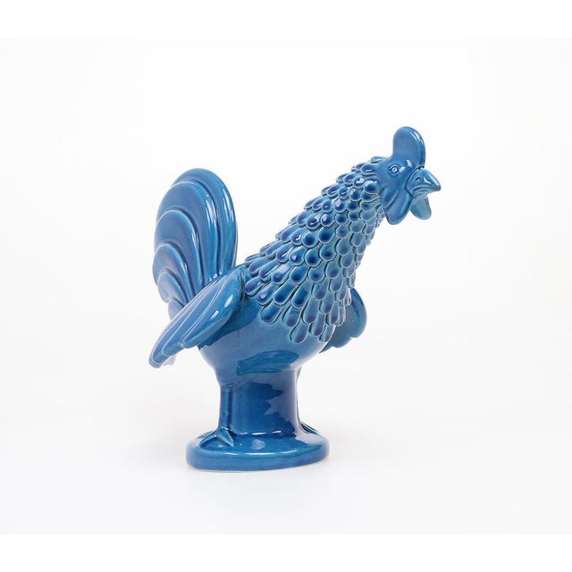 Mid-Century Modern Vintage Italian Blue Ceramic Rooster, 1960s For Sale - Image 3 of 14