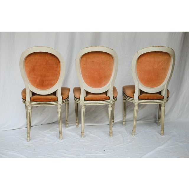 Wood French Louis XVI Style Painted Dining Chairs with Fluted Tapered Legs - Set of 6 For Sale - Image 7 of 13