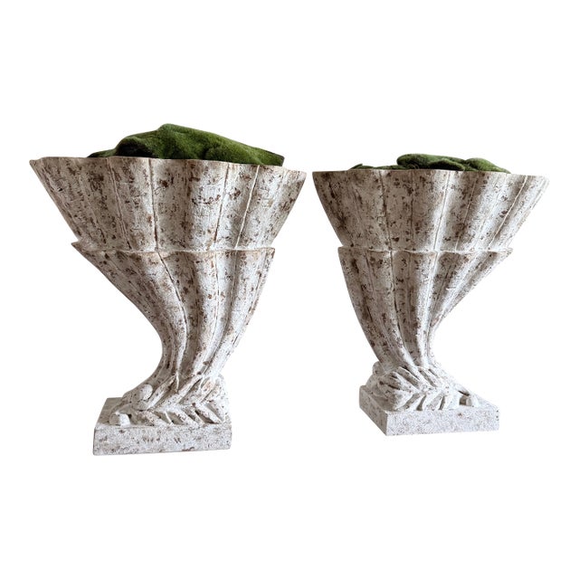 Bliss Studio Plaster Urns - A Pair For Sale