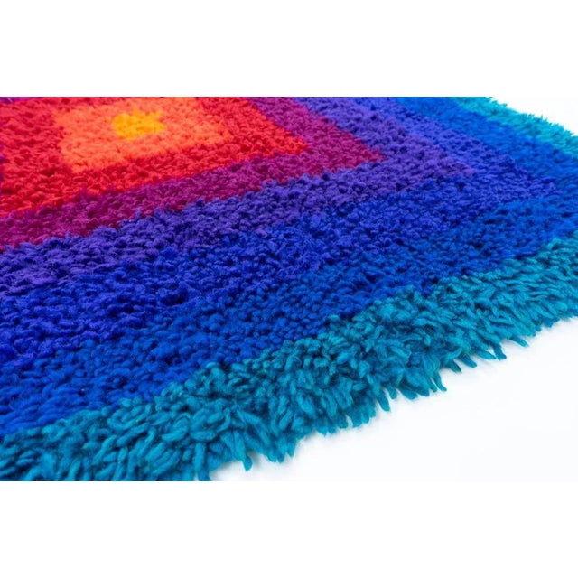 Blue Square Rug Mira-Carré by Verner Panton, 1970s For Sale - Image 8 of 12