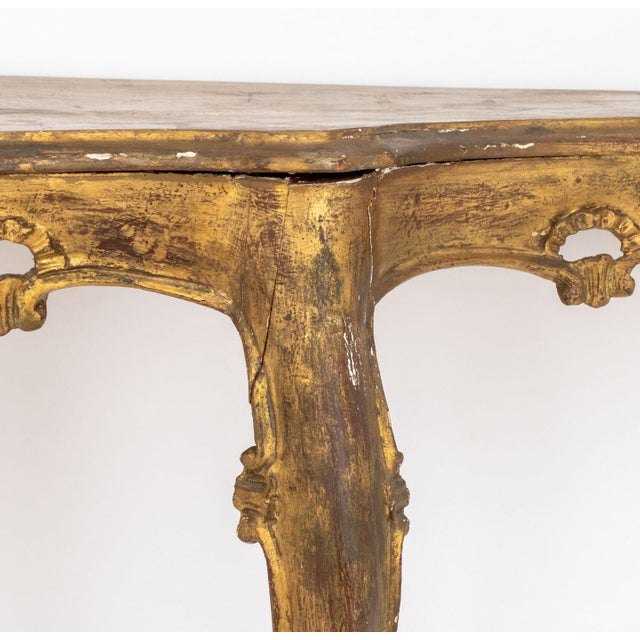 Mid 20th Century Italian Louis XV Style Giltwood Console Table For Sale - Image 5 of 7