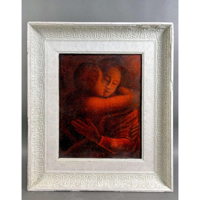 Symbolist School Student of Eugène Carrière, The Mother's Kiss, Early 20th Century, Oil on Canvas, Framed For Sale - Image 10 of 10