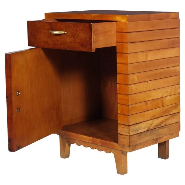 Mid-Century Modern Art Deco Walnut Nightstand, 1950s For Sale - Image 3 of 5