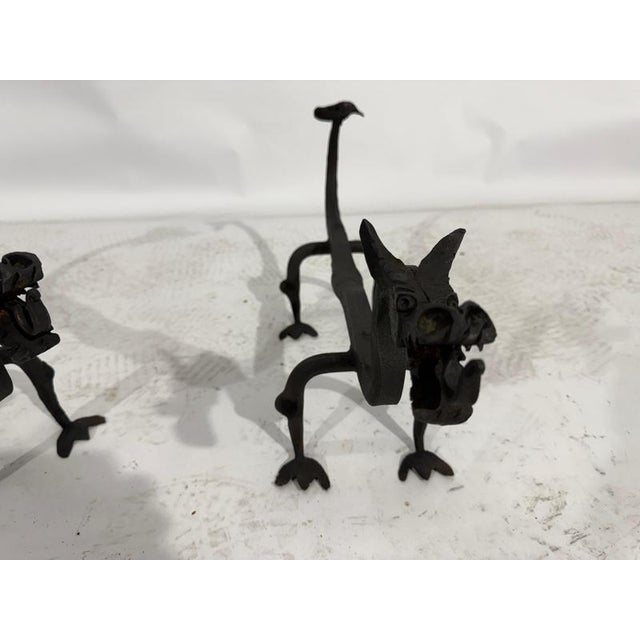 Mod Dragon Andirons in Wrought Iron, 1940s, Set of 2 For Sale - Image 16 of 18