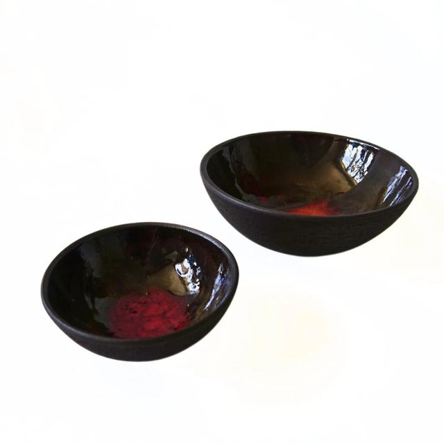 Vintage Ceramic Bowls with Red/Orange Glaze from Lehmann Denma, 1960s, Set of 2 For Sale - Image 6 of 6