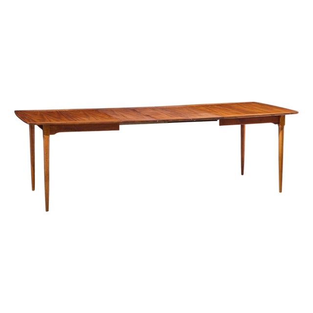 Ramseur Mid Century Walnut Expanding Dining Table With 3 Leaves For Sale