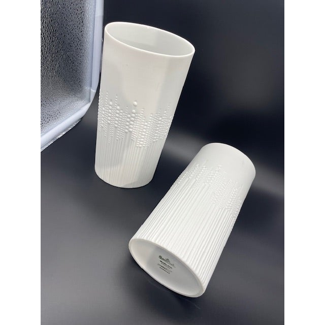 1970s Vintage 1970s Rosenthal White Vases Signed by Tapio Wirkala - a Pair For Sale - Image 5 of 9