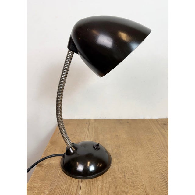 Vintage Brown Bakelite Gooseneck Table Lamp, 1960s For Sale - Image 10 of 18