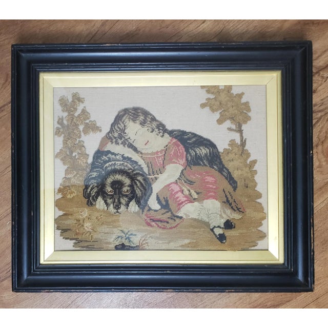 1970s 1970s English Needlework Picture, Framed For Sale - Image 5 of 5