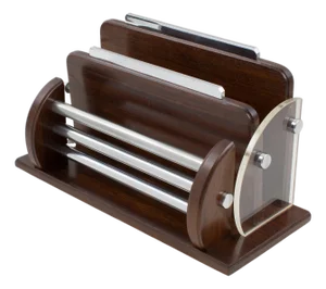 Macassar, Chrome and Lucite Desk Accessory Letter Holder, circa 1940