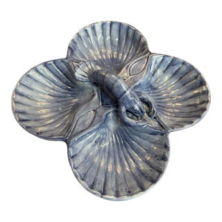 Blue Lobster Motif Oysters Serving Dish For Sale