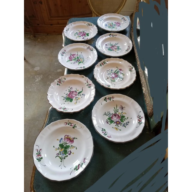 White French Faience Luneville Plates Set of Eight For Sale - Image 8 of 8
