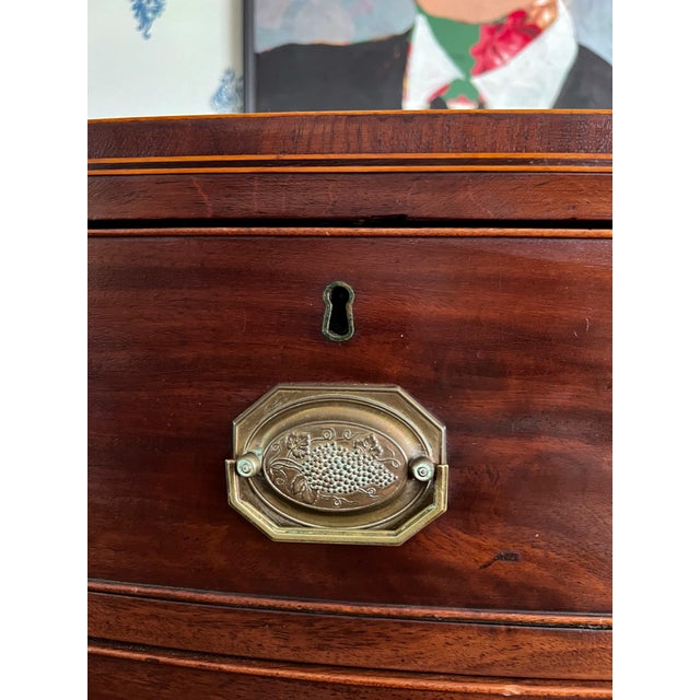 Antique Late 1700s British Neoclassical Mahogany Bowfront Chest of Drawers For Sale - Image 14 of 16