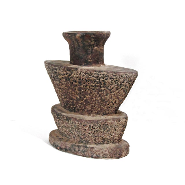 Brown Brutalist Studio Pottery Vase – Hand-Built Stoneware, Volcanic Texture, Circa 1970s For Sale - Image 8 of 13