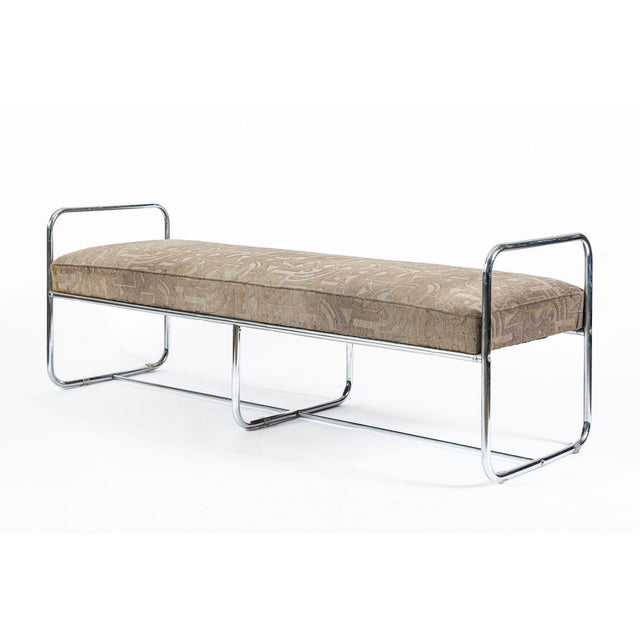 Art Deco Antique Hoffmann Bauhaus Daybed Bench for Howell, Art Deco Chrome Tubular Steel Bench, 1940s For Sale - Image 3 of 14