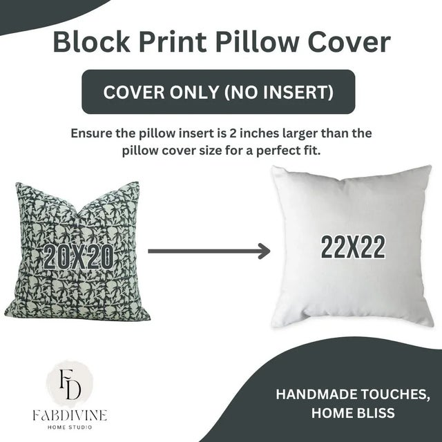 Fabdivine-Decorative Block Print Cushion Cover 12x20 Inch Thick Linen-Midnight For Sale - Image 6 of 8