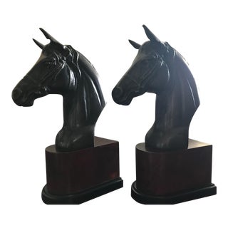 Cast Metal Horse Head Bookends - a Pair For Sale