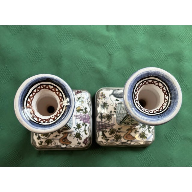 Add timeless European charm to your space with this beautiful pair of Vintage MCM Floral Hand Painted Portugal...